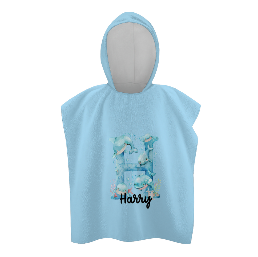 Whale Initial Hooded Towel