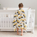 Construction kids blanket personalised with a name