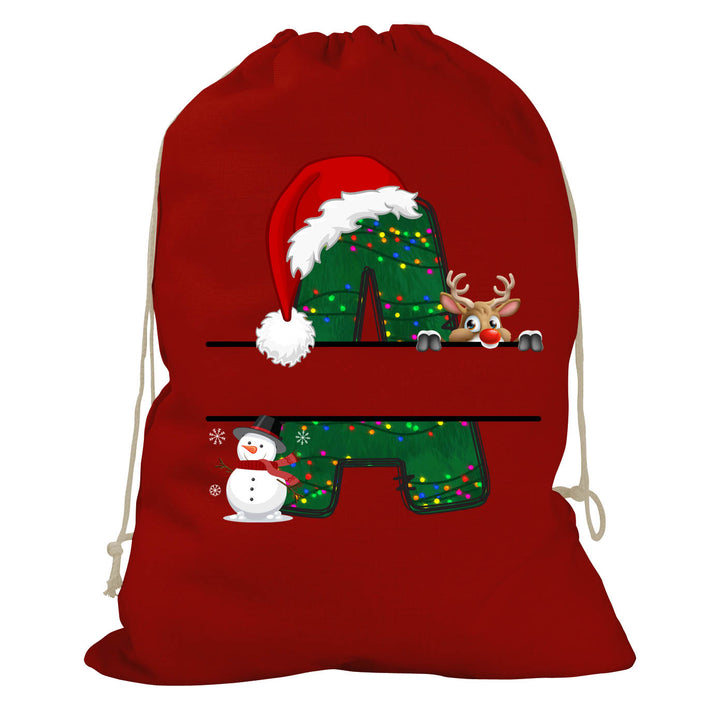 Initial Christmas Drawstring Sack - Reindeer