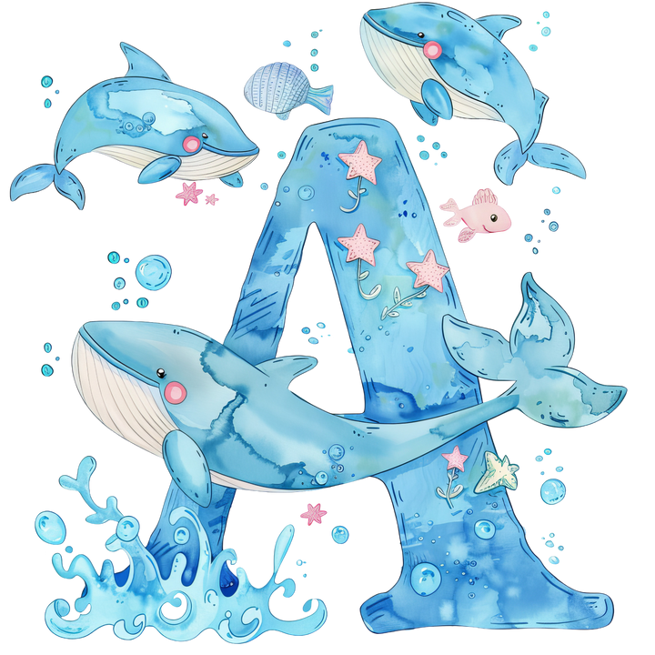 Whale Initial Hooded Towel