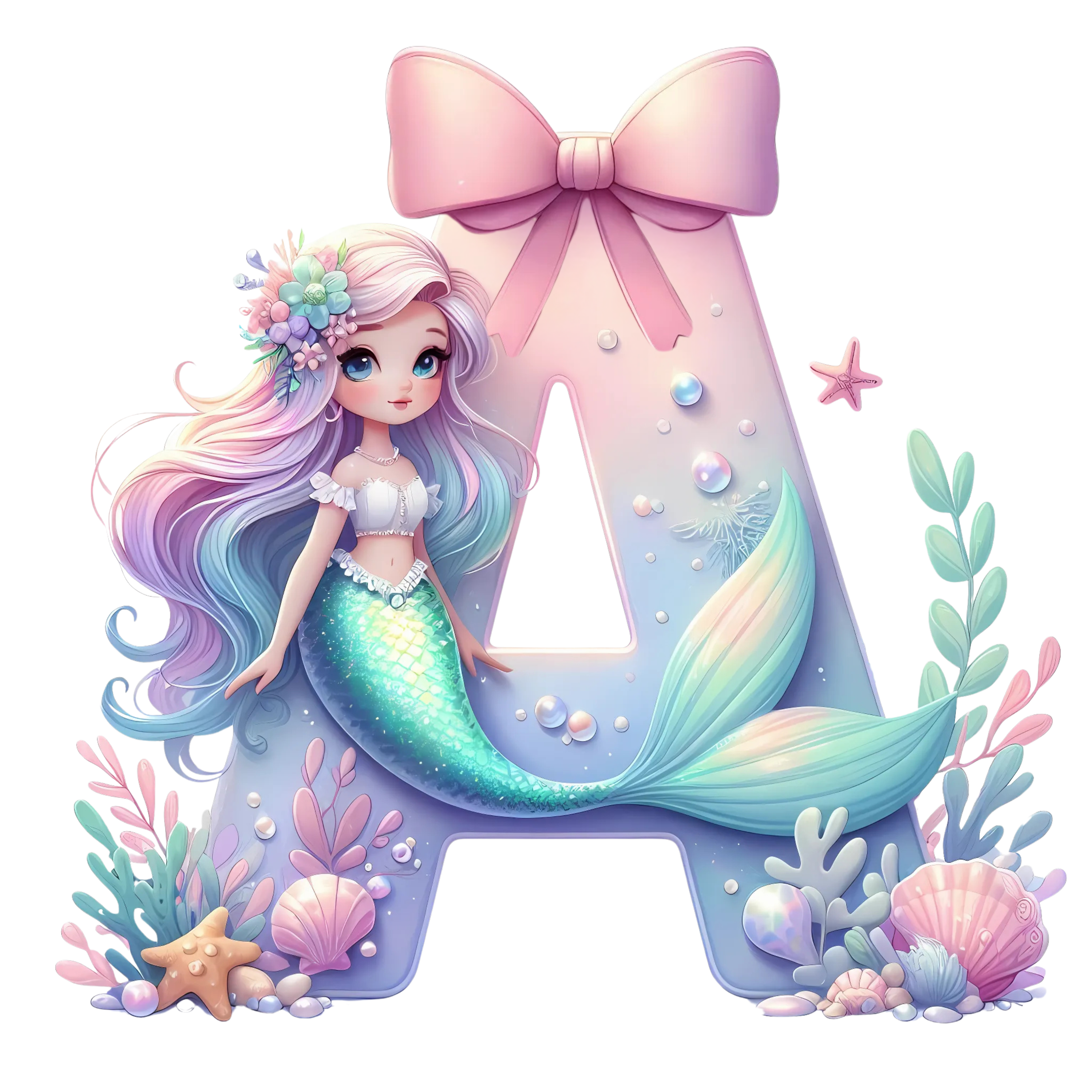 Mermaid Initial Hooded Towel