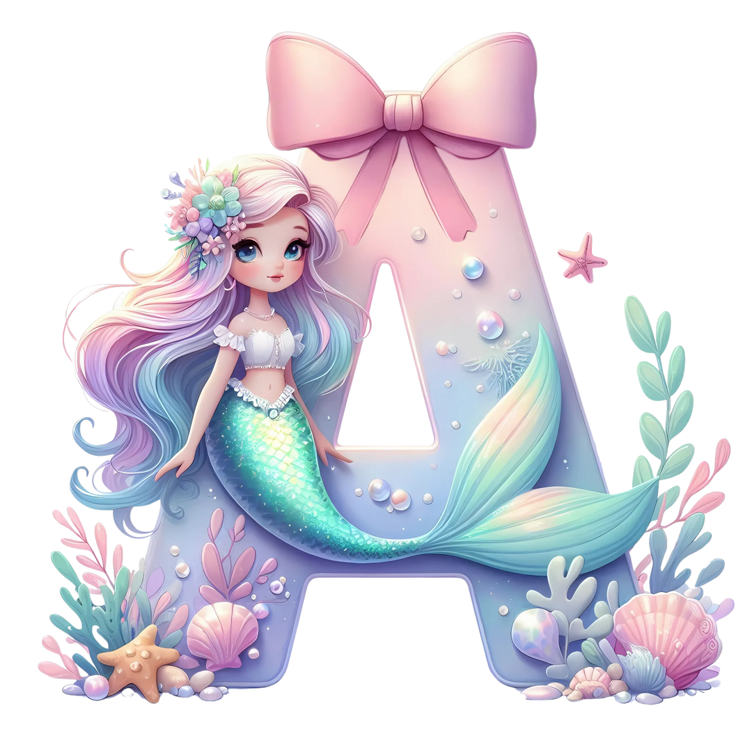 Mermaid Initial Hooded Towel