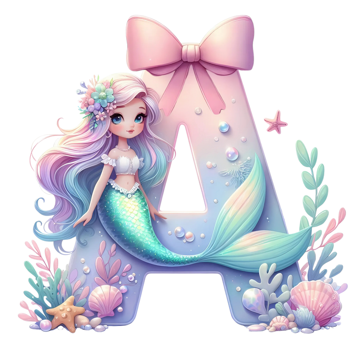 Mermaid Initial Hooded Towel