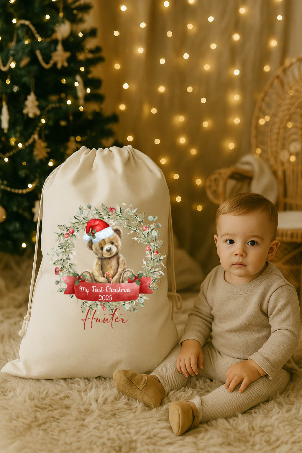 Teddy Bears First Christmas Santa Sack