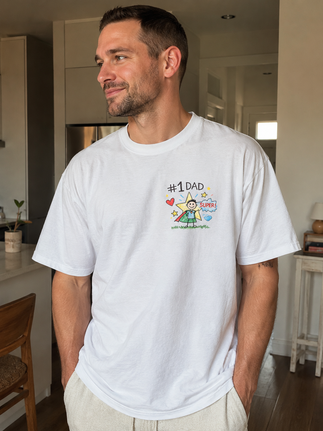 Personalised Kids Drawing T-Shirt for Dad