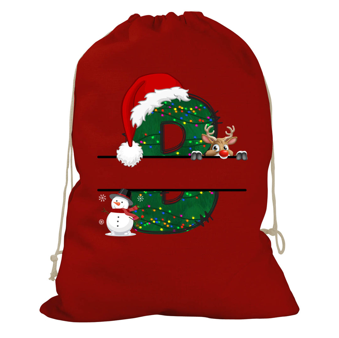 Initial Christmas Drawstring Sack - Reindeer