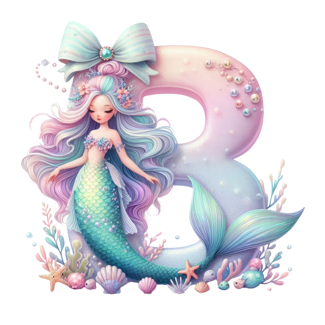 Mermaid Initial Hooded Towel