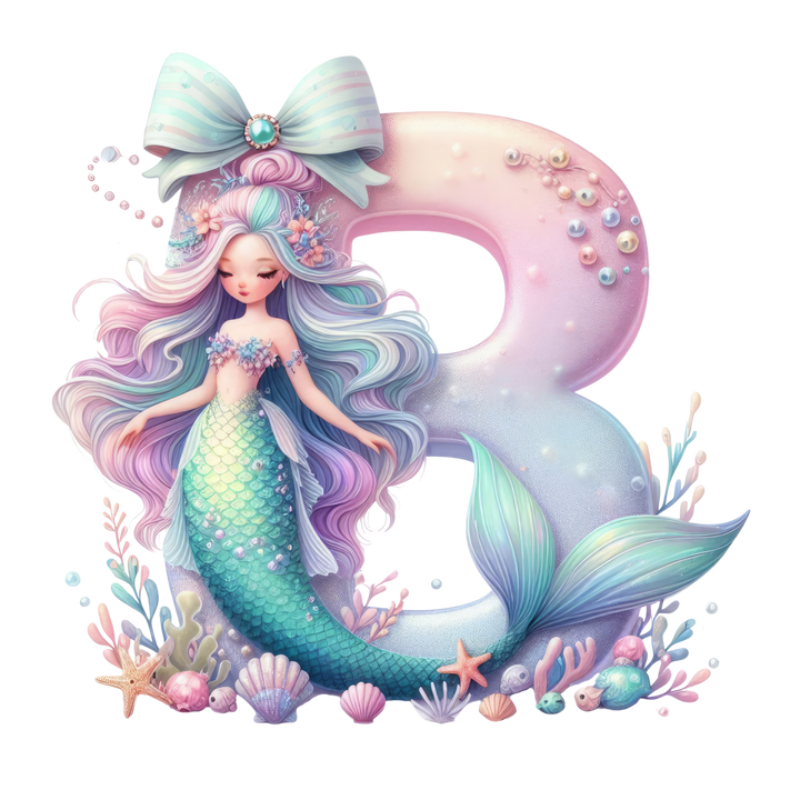 Mermaid Initial Hooded Towel