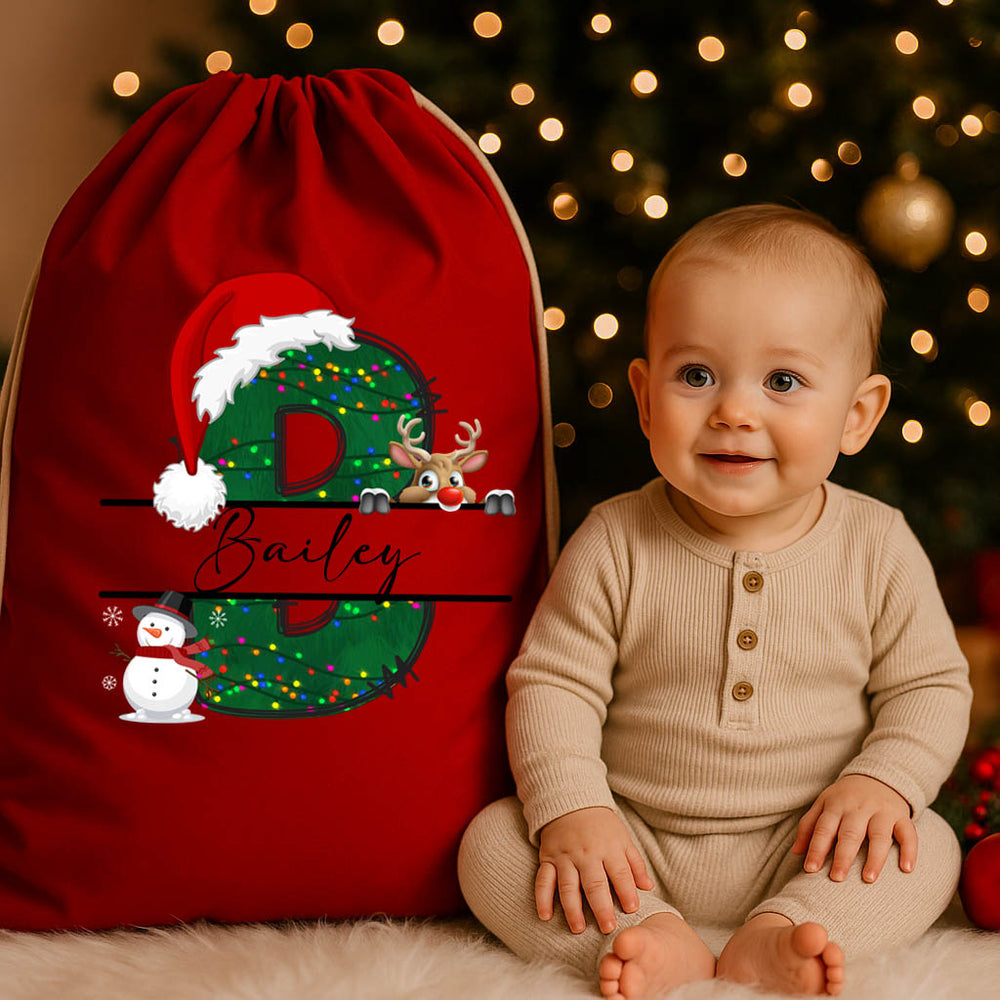 REINDEER SANTA SACK WITH NAME