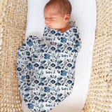 Personalised muslin swaddle wrap with baby name, soft breathable fabric, 120x120cm, gentle for newborns, machine washable
