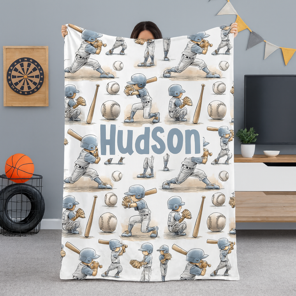 personalised baseball blanket - sport design for kids 