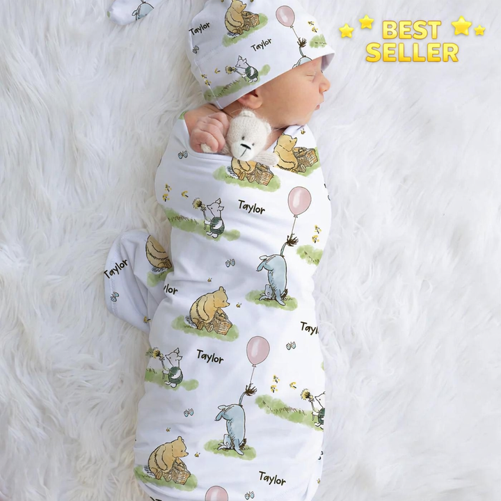 Personalised Swaddle & Beanie Set