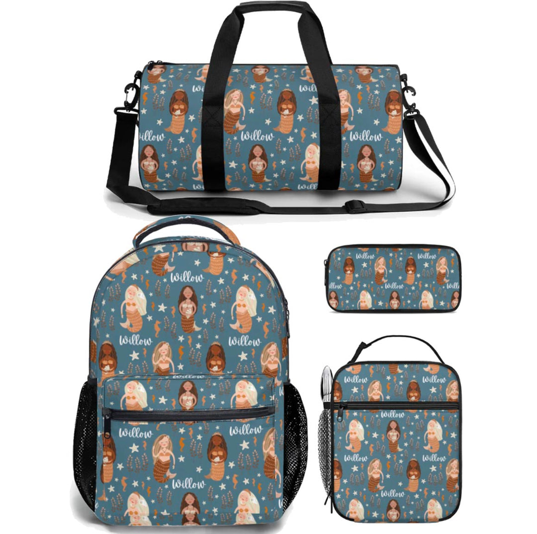 mermaid backpack lunch bag duffle bag combo