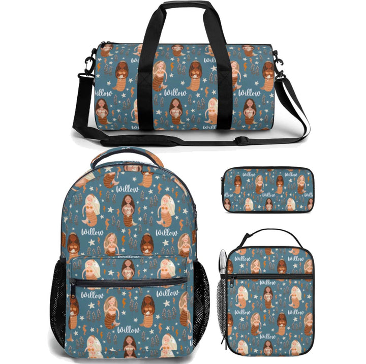 mermaid backpack lunch bag duffle bag combo