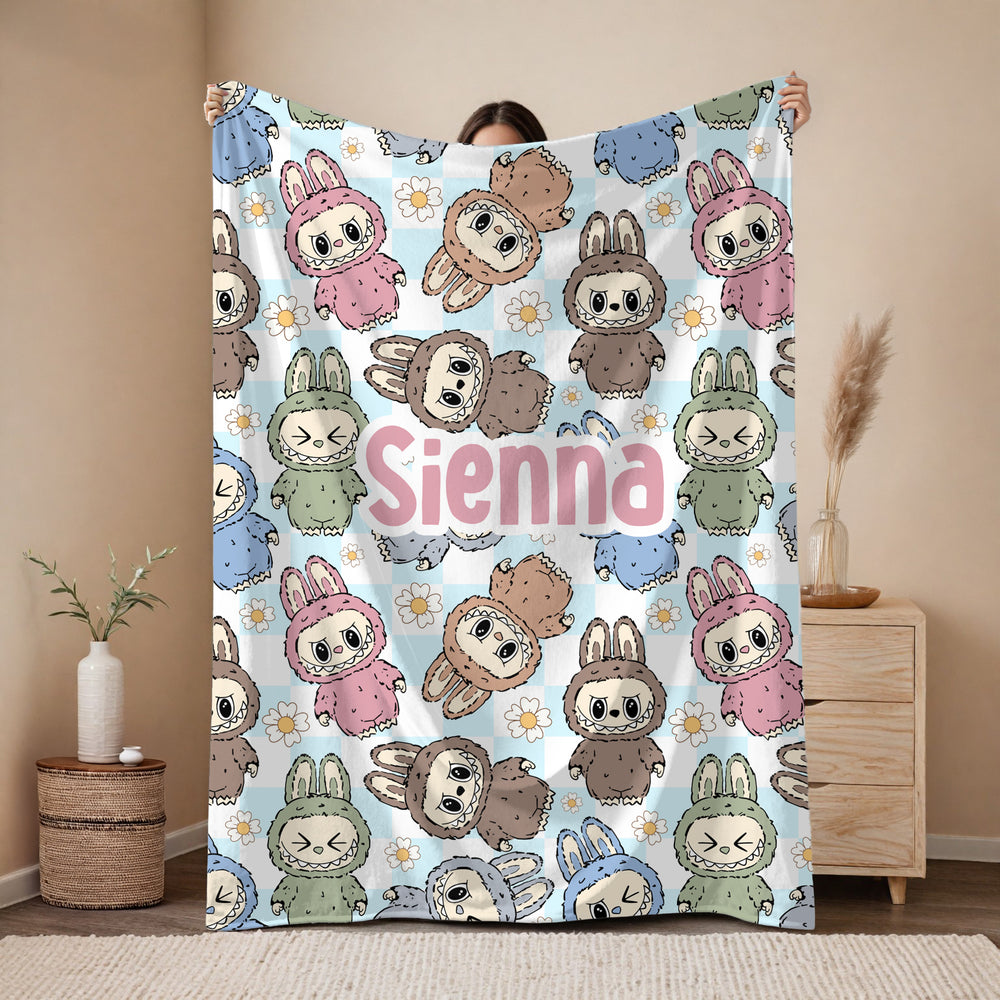 personalised labubu blanket - colourful design for kids