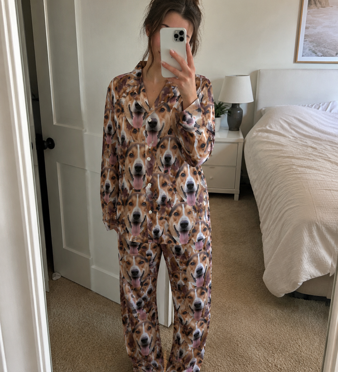 Pet Face Mash pyjama set in soft cotton, made for cosy nights in - The Custom Co