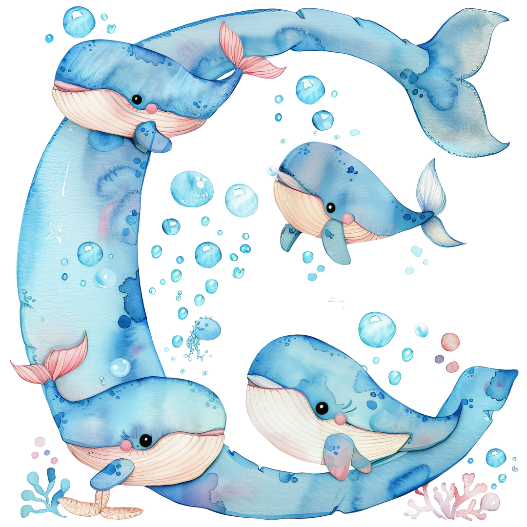 Whale Initial Hooded Towel