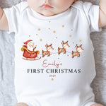 Personalised baby onesie with custom name and soft cotton fabric christmas reindeer