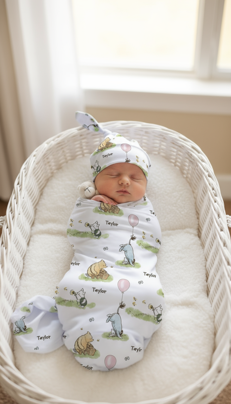 personalised swaddle set winnie the pooh