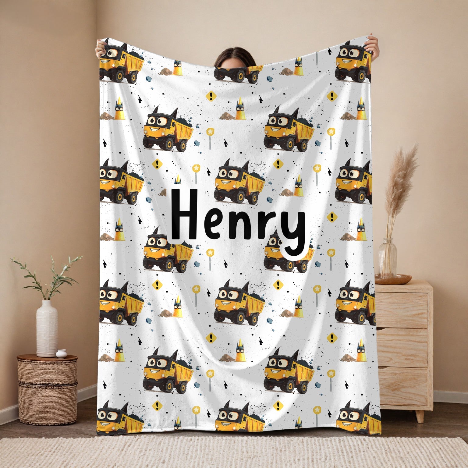 personalised construction blanket - truck design for kids