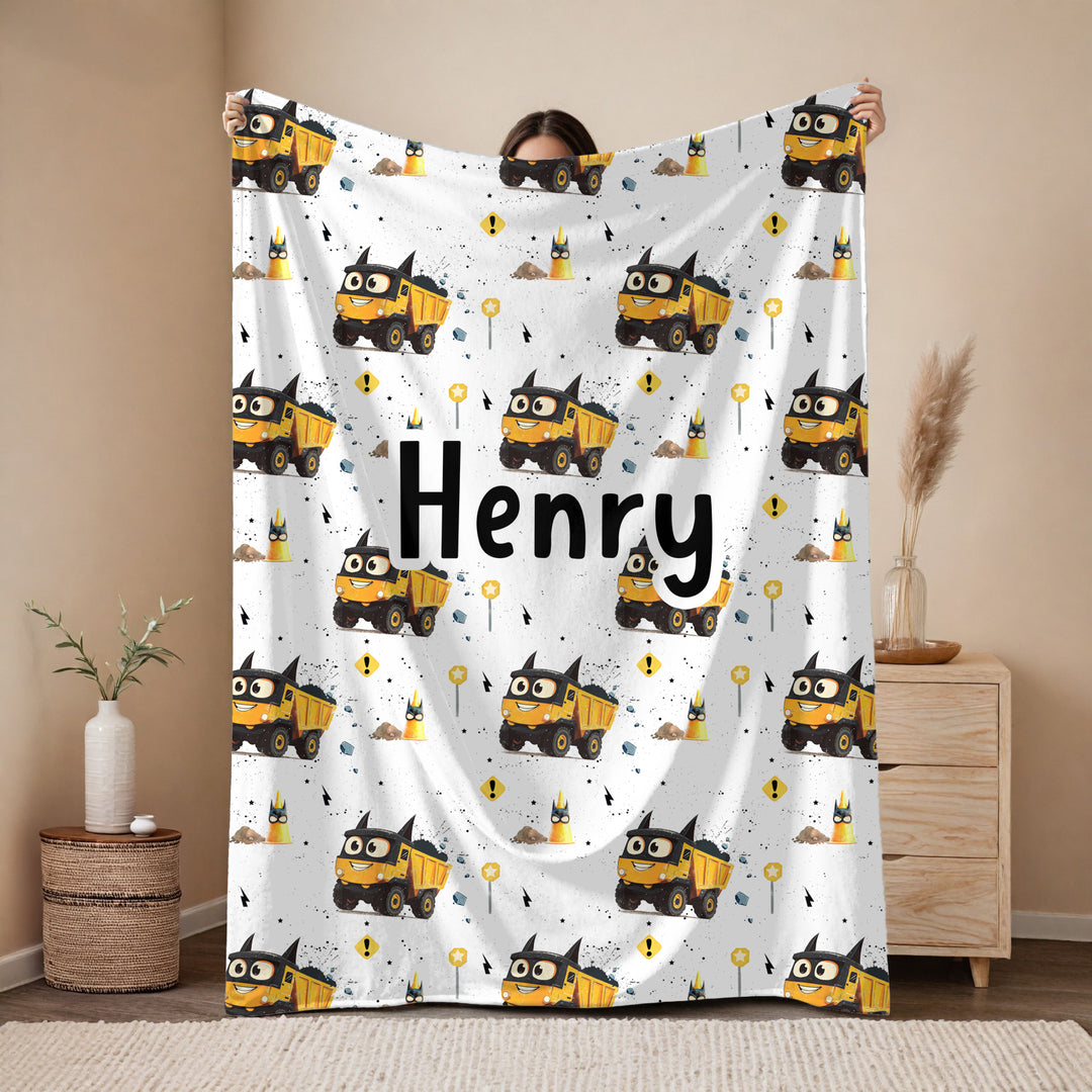 personalised construction blanket - truck design for kids