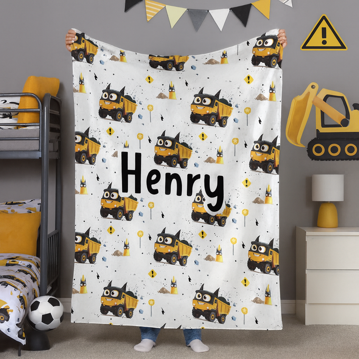 Personalised batman Blanket – Boys construction Design
