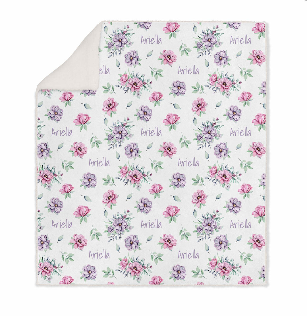 FLORAL KIDS BLANKET SHERPA PERSONALISED