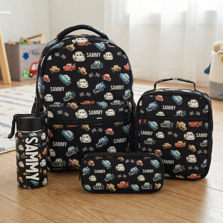 Personalised kids backpack, lunch bag, and pencil case combo set with child&