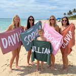 Solid colour personalised kids beach towel in quick drying sand free fabric, summer holiday gift – The Custom Co