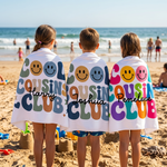 Cool Cousins Club custom beach towel with names printed on - The Custom Co