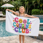Matching Cool Cousins Club beach towel for the cousins - The Custom Co