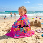 Cousin Crew Pop Art beach towel in quick-dry sand-free fabric, easy to pack for beach and pool days