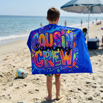 Cousin Crew Pop Art beach towel printed with the name you choose - The Custom Co