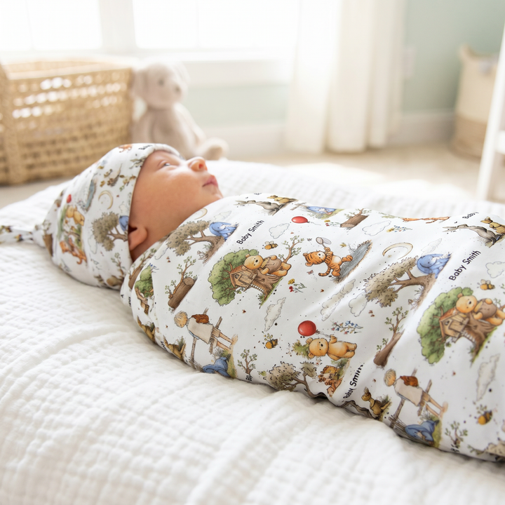 Personalised Swaddle &amp; Beanie Set