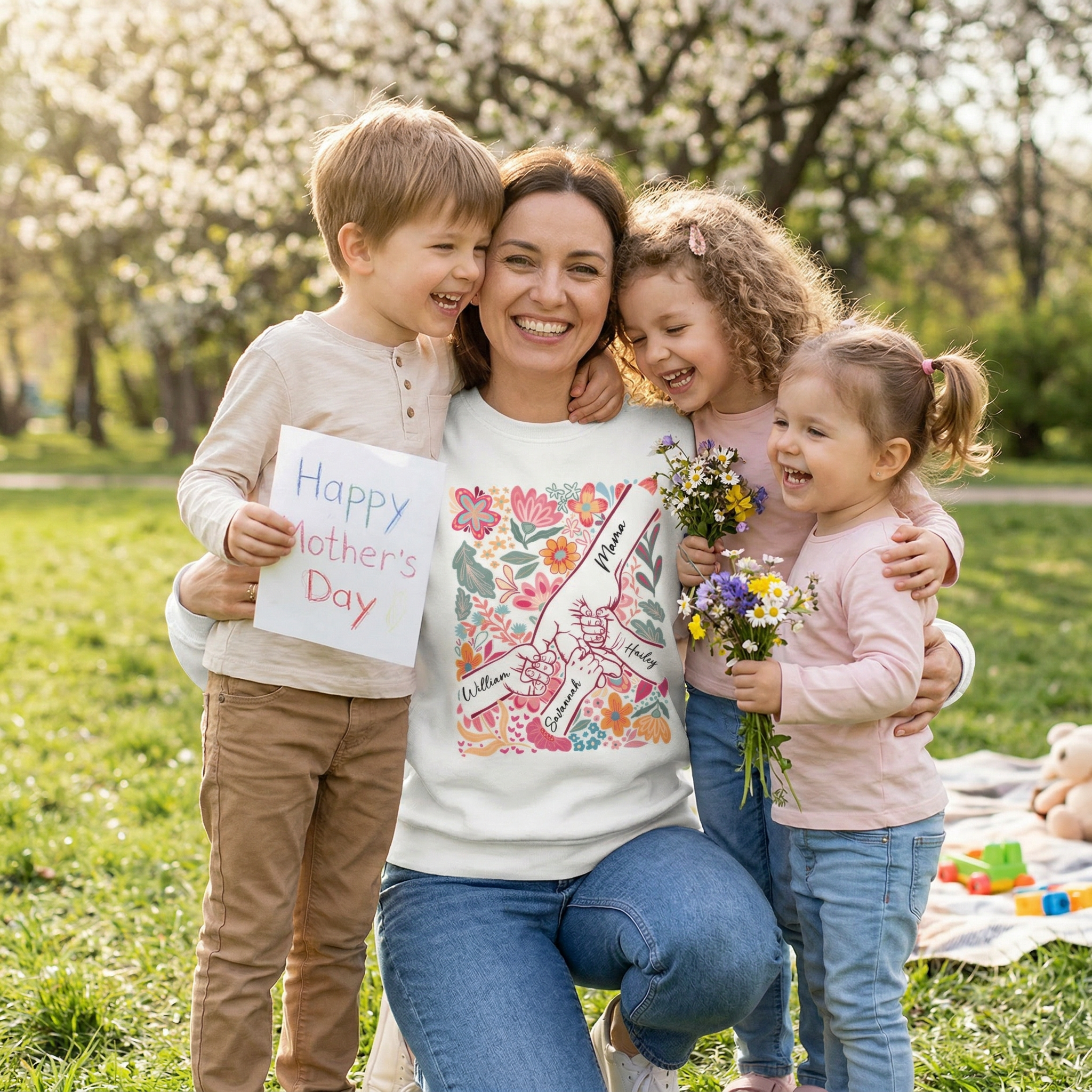 Personalised Mother's Day Sweatshirt – Custom Mum Gift with Names