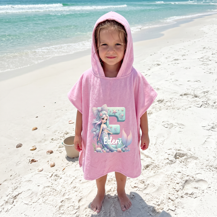 Mermaid Initial Hooded Towel