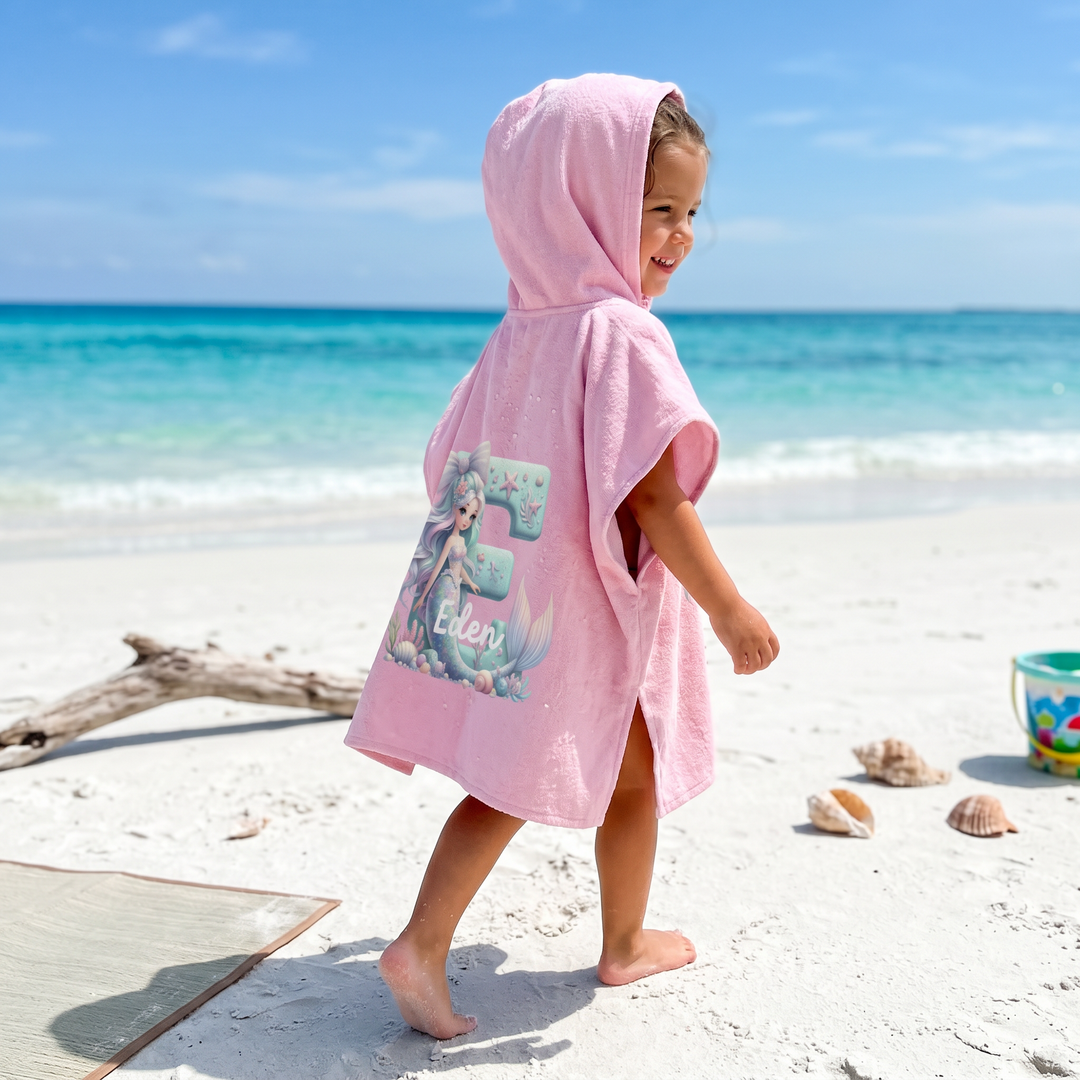Mermaid Initial Hooded Towel