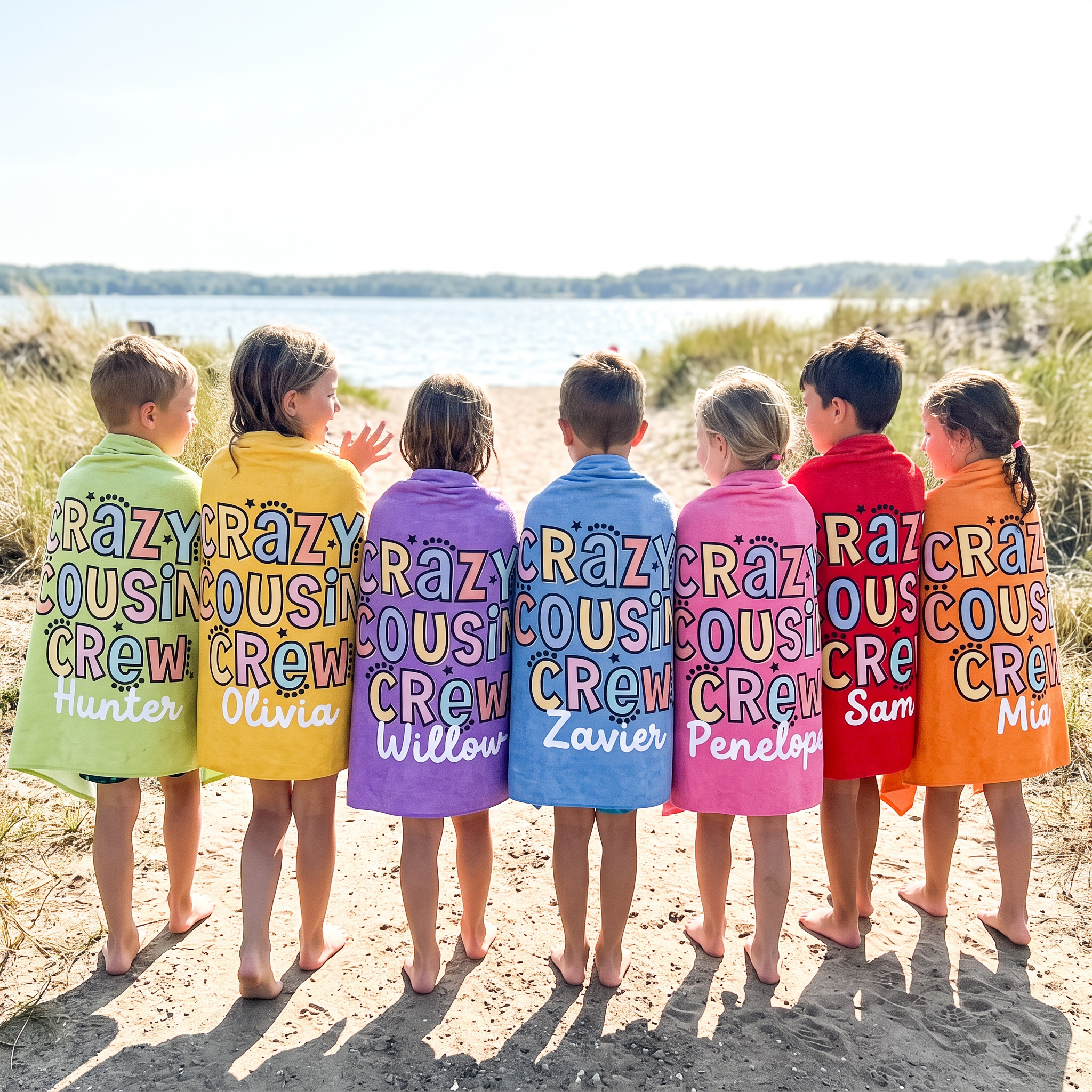 Matching Crazy Cousin Crew beach towel for the cousins - The Custom Co