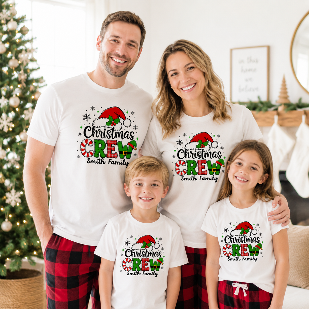 Personalised Christmas Crew Family T-Shirt
