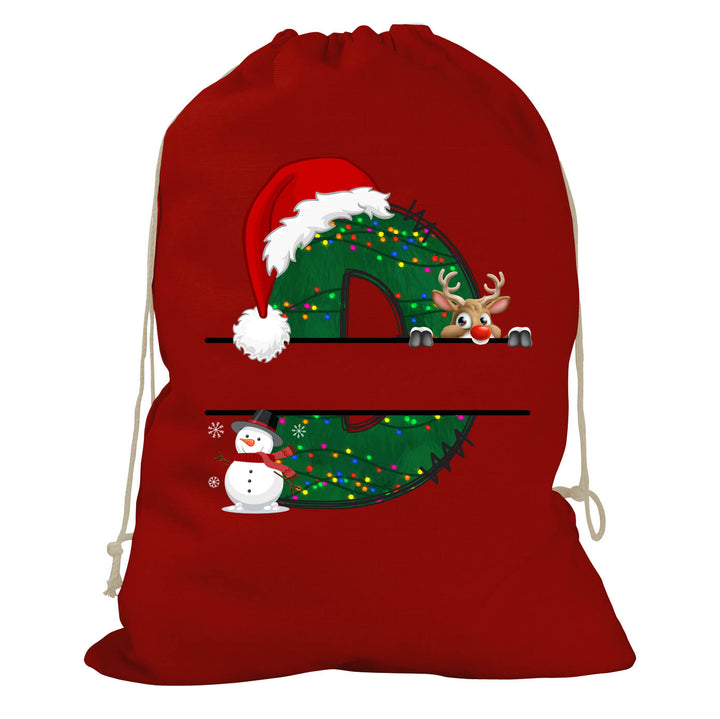 Initial Christmas Drawstring Sack - Reindeer