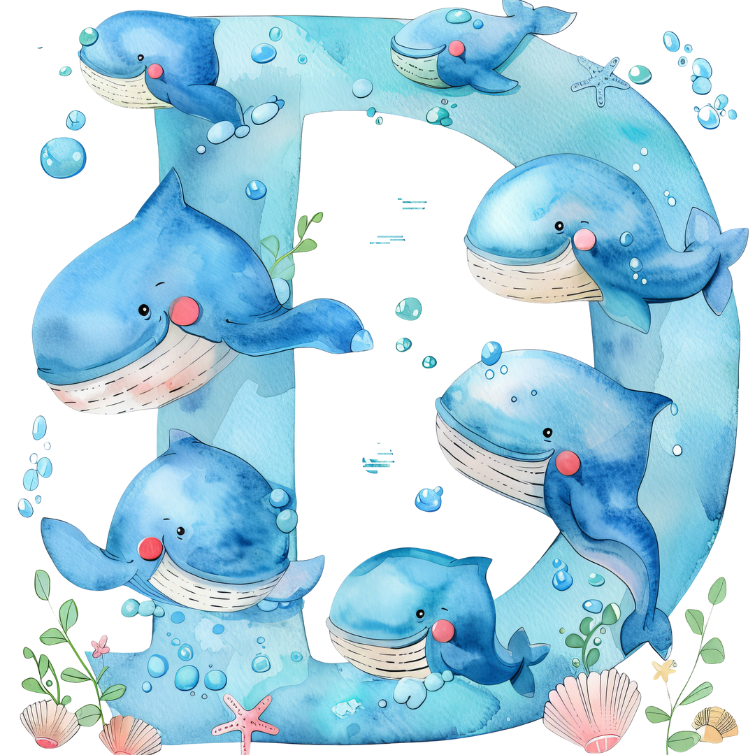 Whale Initial Hooded Towel