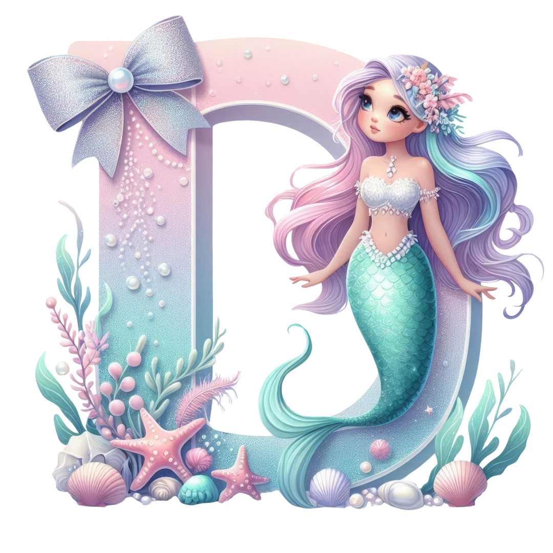 Mermaid Initial Hooded Towel