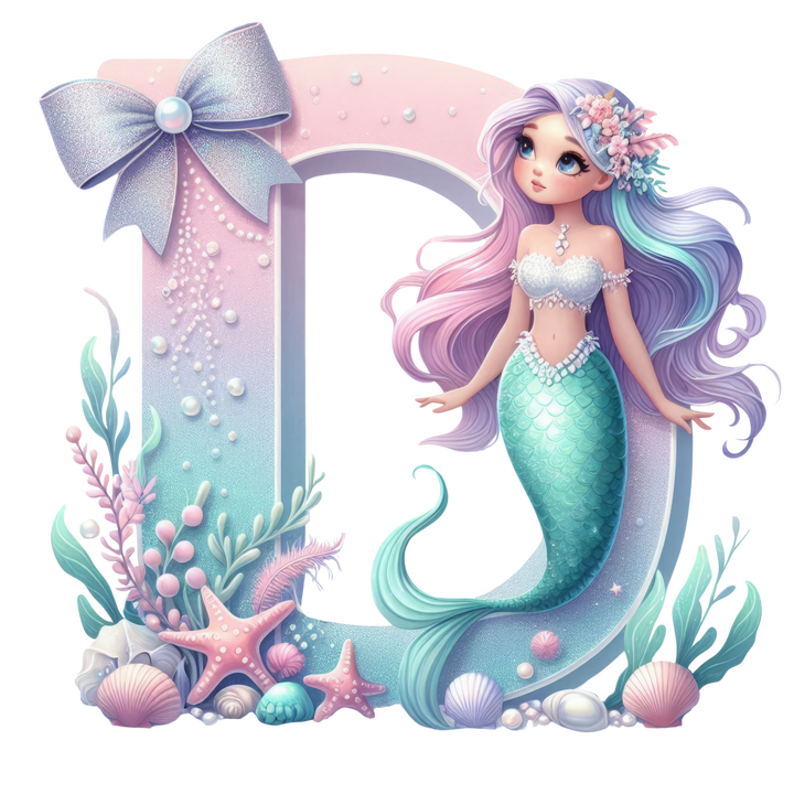 Mermaid Initial Hooded Towel