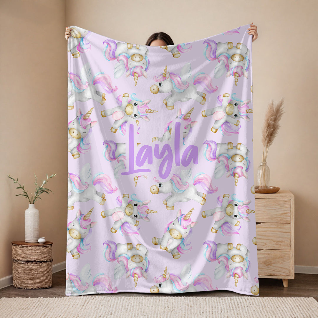 Personalised dancing unicorn Blanket – girls unicorn Design
