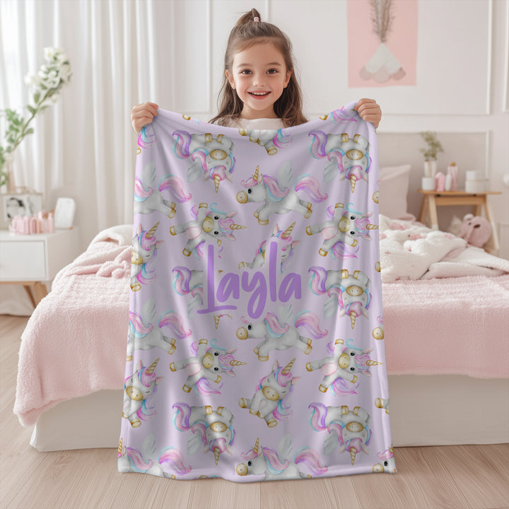 Personalised Unicorn Blanket – Magical Custom Design for Girls