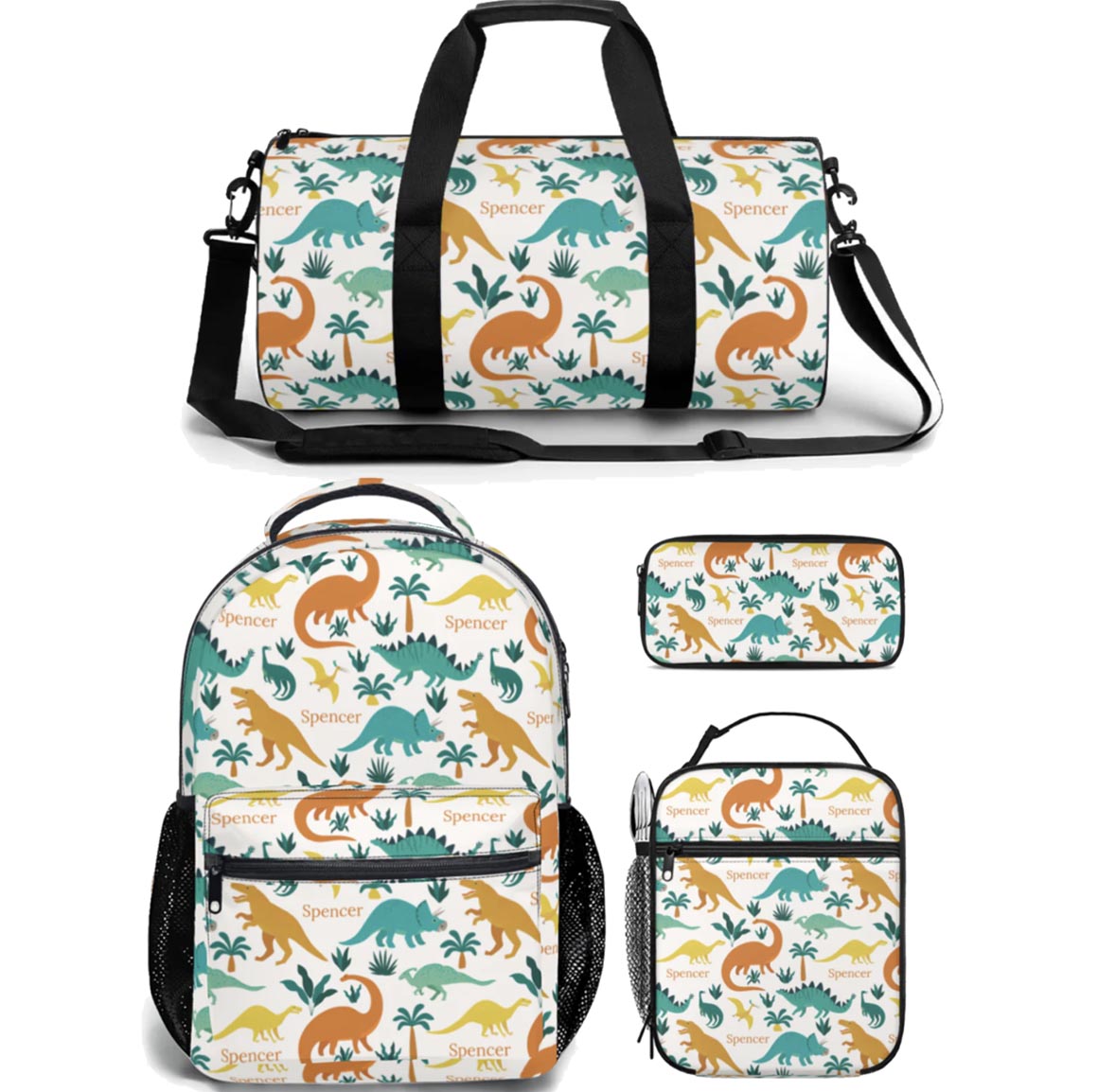 dino backpack lunch bag duffle bag combo