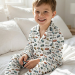 Personalised long sleeve kids pyjamas with all-over print and name customization