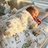 Personalised Muslin Swaddle wrap with baby name, 120x120cm lightweight breathable fabric for newborns