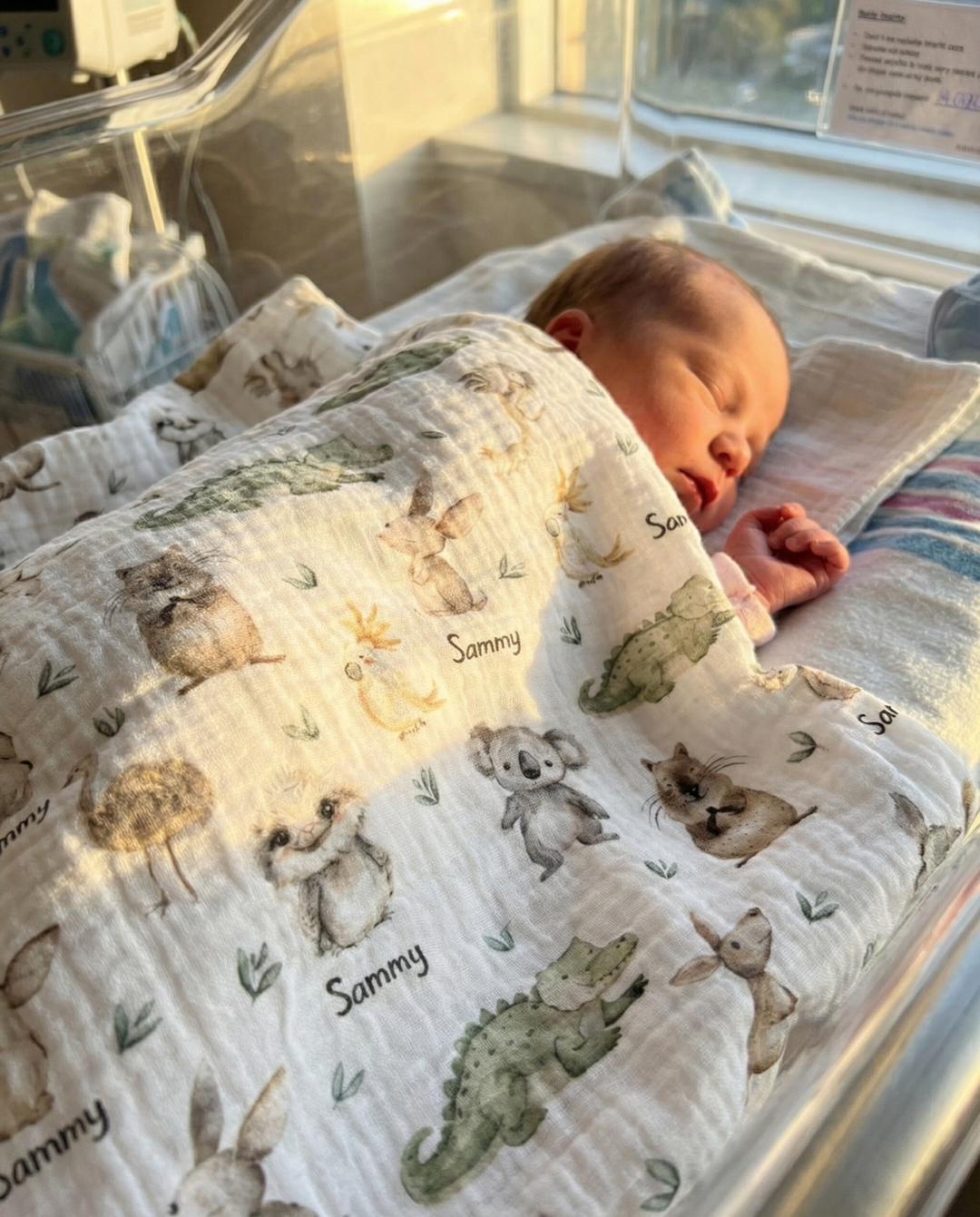 Personalised Muslin Swaddle wrap with baby name, 120x120cm lightweight breathable fabric for newborns