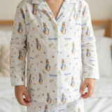 Personalised long sleeve kids Easter pyjamas with all-over festive print and child’s name